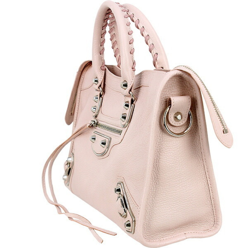 Balenciaga Classic Metallic City Shoulder Bag Rose Pink Goatskin Handbag Leather - Picture 3 of 9